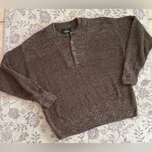 Vintage Men’s Brown RedHead Henley Button Casual Sweater Size L